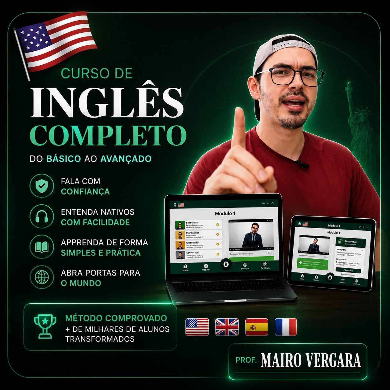 Curso de Inglês Prof. Mairo Vergara  plataforma e professor